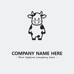 Cow illustration black and white for logo company vector image
