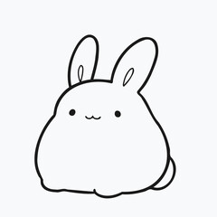 Cute bunny illustration in minimal black and white style