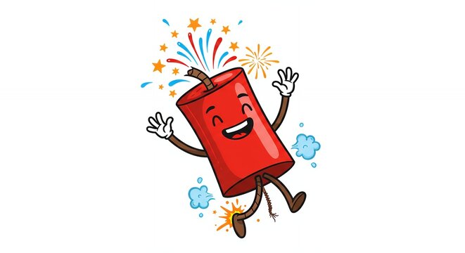 Cartoon fireworks character illustration stock image