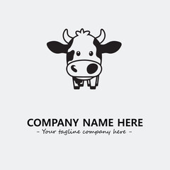 Cow illustration black and white for logo company vector image
