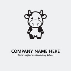 Cow illustration black and white for logo company vector image

