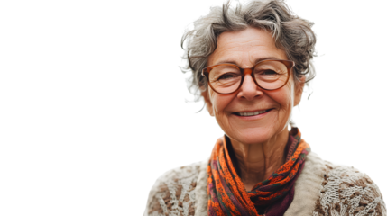 Happy Senior Woman Smiling on White Background Isolated