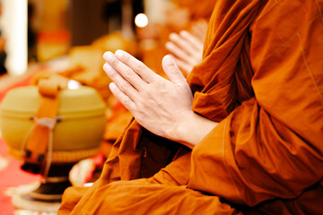 Buddhist monks are performing religious ceremonies