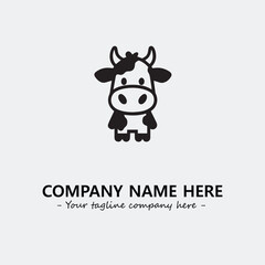 Cow illustration black and white for logo company vector image
