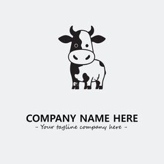Cow illustration black and white for logo company vector image
