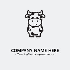Cow illustration black and white for logo company vector image
