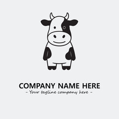 Cow illustration black and white for logo company vector image
