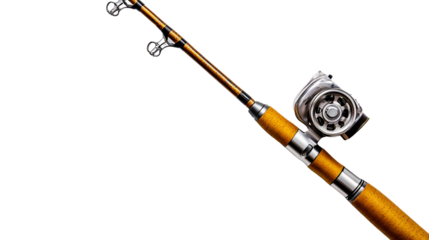 Professional Fishing Rod with Reel Isolated on White Background