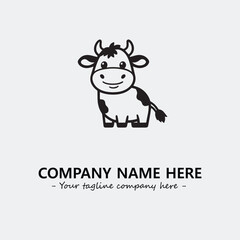 Cow illustration black and white for logo company vector image
