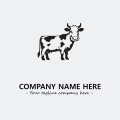 Cow illustration black and white for logo company vector image
