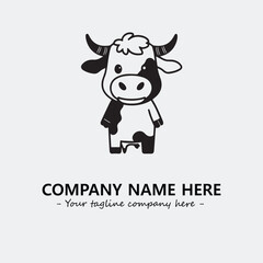 Cow illustration black and white for logo company vector image
