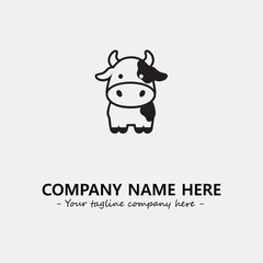 Cow illustration black and white for logo company vector image
