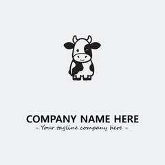 Cow illustration black and white for logo company vector image
