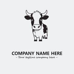 Cow illustration black and white for logo company vector image

