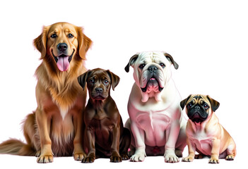 Dog Breeds Group Portrait on Pink - transparent background