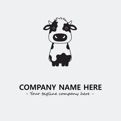 Cow illustration black and white for logo company vector image
