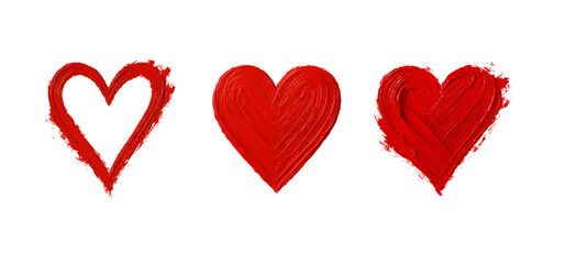 Hand painted heart with Heavy Red Brush Strokes. Heart shape icon.