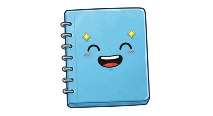 Kawaii light blue notebook illustration