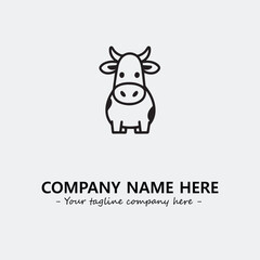 Cow illustration black and white for logo company vector image
