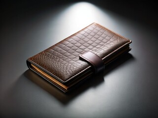 Luxury Travel Wallet Night Photography, Minimalist Flat Lay, High Angle, Product Shot, Blank Space