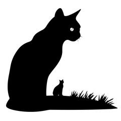 Black and white vector silhouette of a cat on white background
