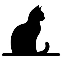 Black and white vector silhouette of a cat on white background

