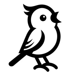 Black and white vector silhouette of a bird on white background
