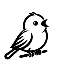 Black and white vector silhouette of a bird on white background
