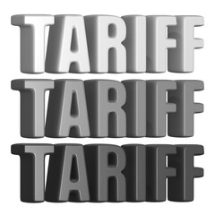 set of 3d render tariff PNG images, grayscale, white, gray, black