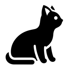 Black and white vector silhouette of a cat on white background
