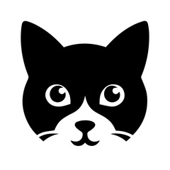 Black and white vector silhouette of a cat on white background
