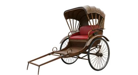 Vintage Pulled Cart Isolated on White Background