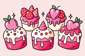 set of pink ice cream