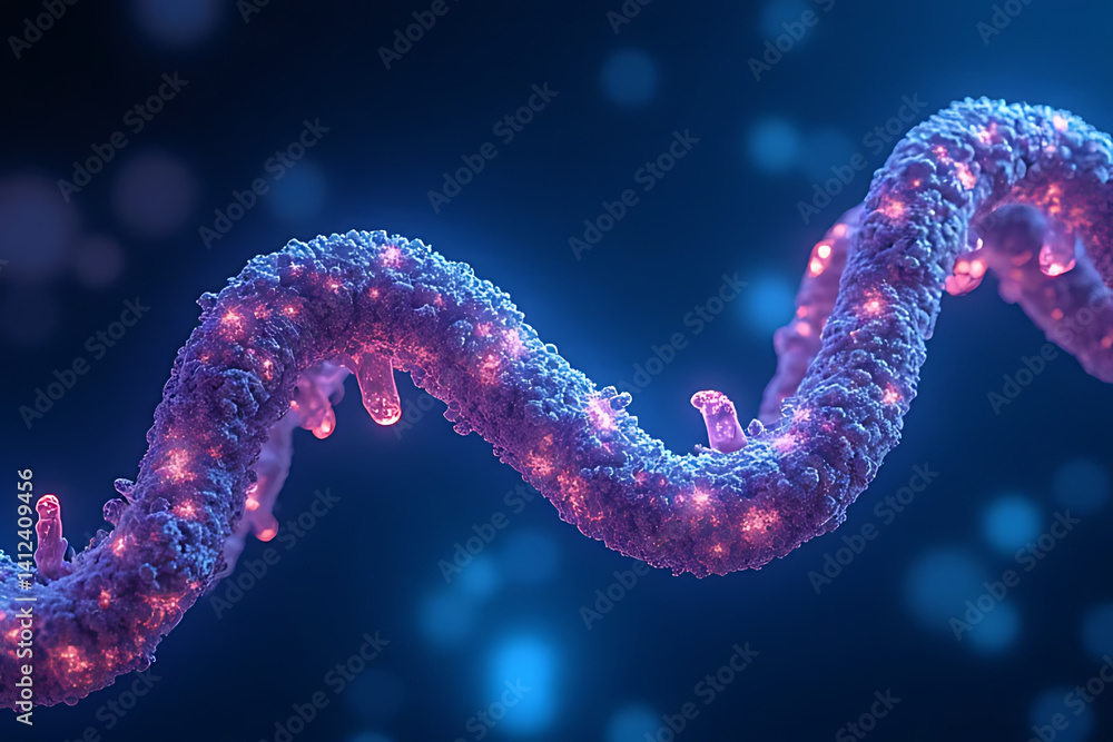 Aufkleber molecular structure visualization digital lab 3d render scientific environment close-up perspective