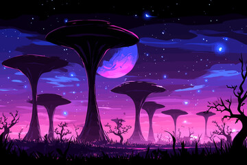 night landscape with moon