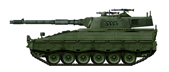 The Marder Medium Tank RI is an Italo-German light tank developed by Rheinmetall and OTO Melara. It is based on the Marder Revolution, equipped with OTO's 105 mm Hitfact turret © Tikros