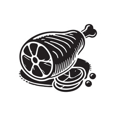 Ham Silhouette - Minimalist Ham Vector - Ham Illustration - Cocked meat art.