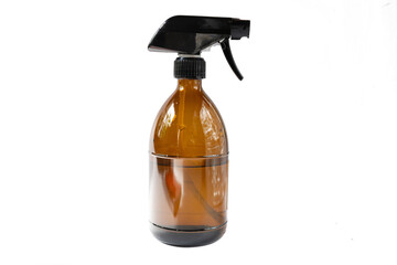 Amber Glass Spray Bottle on white brackground.
