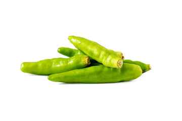 Thai Green Chiles on isolate white background.