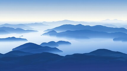 Obraz premium Misty mountain range over tranquil water