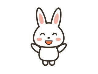 バンザイをして大喜びするかわいいうさぎのイラスト