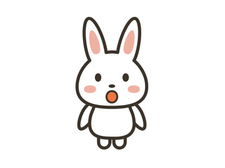 驚いた表情のかわいいうさぎのイラスト