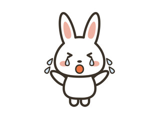 大泣きするかわいいうさぎのイラスト