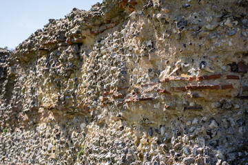 roman brick wall and old stones