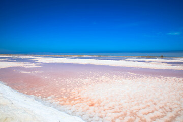 Sea salt production. Pink lake for water evaporation in Walvis Bay. The concept of a salt...
