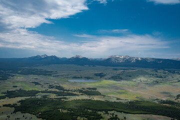 Fototapeta premium View of Swan Lake and the Gallatin Range from the top of Bunsen Peak, Yellowstone National Park