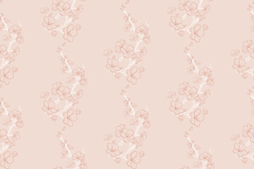 Hand drawn  floral backround. Botanical seamless pattern . Sketch drawing. Design for fashion , fabric, textile, wallpaper, cover, web , wrapping and all prints