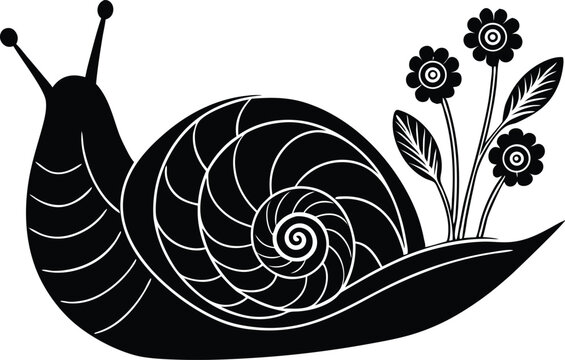 recommend clip art: snail silhouette vector icon, illustration of a snail on white background.