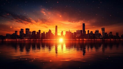 Artistic Urban Nightfall Scene