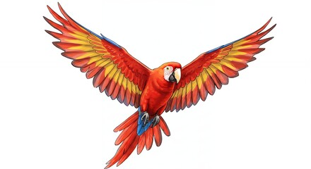 Obraz premium Flying macaw bird illustration